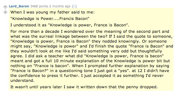 Knowledge is Power, France is Bacon