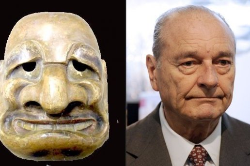 Un masque japonais du 18e siècle trait pour trait le portrait de Jacques Chirac